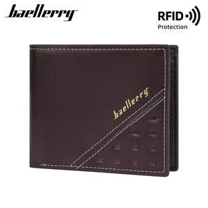 Baellerry <b>Men's</b> Tri-Fold <b>Wallet</b> Anti-Theft Solid Color Leather <b>Wallet</b> Everyday Use - Product Image 2