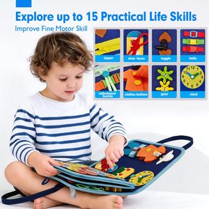 Libro de Actividades Sensoriales de Fieltro Suave, Tablero Sensorial Interactivo, Juguete Educativo para Niños Pequeños, Favorece las Habilidades Motoras Finas - Product Image 3
