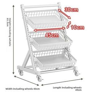 Étagère de présentation de fruits et légumes sur pied pour supermarché, avec paniers inclinés, étagère de rangement mobile - Product Image 6