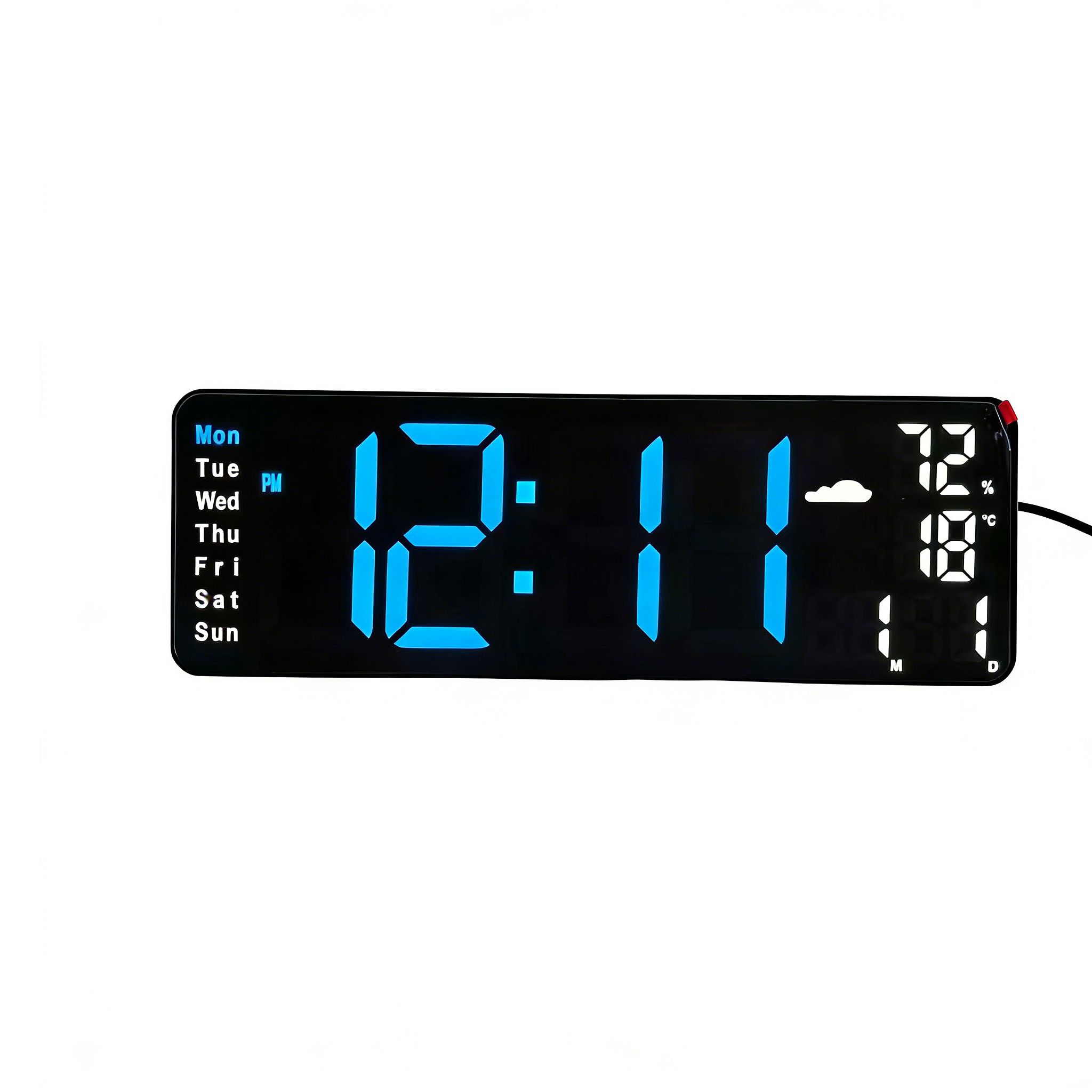 Carcasa negra con luz azul.