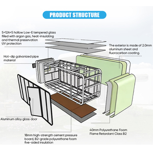 Mini-villa capsule <span class=keywords><strong>en</strong></span> acier résistant aux intempéries, maison modulaire préassemblée pour l'hôtellerie et le stockage de matériel informatique - Product Image 5