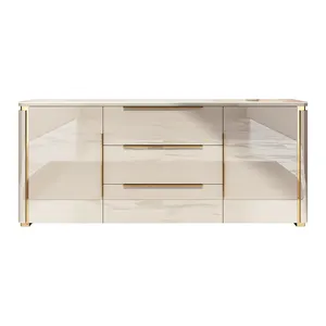 Simples console gabinete italiano luxo ardósia aparador ouro console mesa