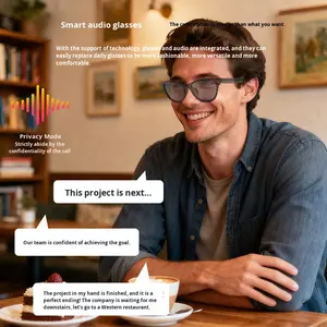 Lunettes intelligentes IA transfrontalières très vendues pour la traduction multilingue, monture fine, solution anti-reflet bleue, noires, intelligentes - Product Image 2