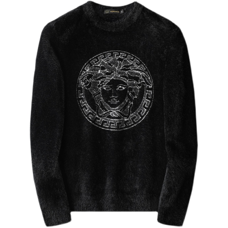 Европейская станция, плотный норковый теплый свитер с головой льва, мужской осенний Новый топ с круглым вырезом и длинными рукавами, пуловеры