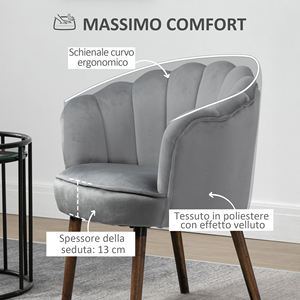 HOMCOM Silla Tapizada de Terciopelo con Respaldo, 66x66x78,5 cm, Gris - Product Image 5