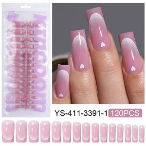 Lot de 120 faux ongles longs à presser, style French Manucure, à prix réduit pour achats groupés - Product Image 5