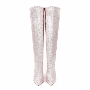 Nouveautés mode fermeture éclair au dos genou <span class=keywords><strong>bottes</strong></span> hautes Sexy talons hauts étincelle <span class=keywords><strong>paillettes</strong></span> strass femmes botte d'hiver - Product Image 6