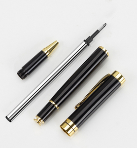 Çarpıcı siyah krom <span class=keywords><strong>Metal</strong></span> tükenmez kalem altın Trim ile zarif hediye kutusunda 0.5mm ince nokta-ofis veya okul için - Product Image 4