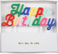 Bougies décoratives en forme de lettres « Joyeux Anniversaire » arc-en-ciel personnalisables avec logo pour fêtes d'enfants et Pâques – Vente en gros