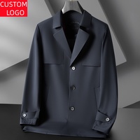 Veste en jean extensible imperméable coupe classique pour hommes grands et corpulents, style décontracté automne, tissée pour hommes