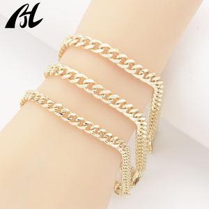 Di alta qualità in ottone placcato Oro 18K Oro Laminado cubano catenella bracciale Hip Hop da donna catena - Product Image 3