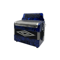 SEASOUND Accordéon diatonique professionnel 31 boutons 12 basses, corps en bois et celluloïd, boutons bleus, boîte rigide portable JB3112C RCA