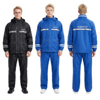 Combinaison de pluie imperméable personnalisée avec logo OEM, bande réfléchissante large, veste et pantalon de pluie 2 pièces pour adultes, pour la conduite de moto/scooter