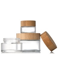 Conteneur de poudre en verre Portable 100ml, crème cosmétique de voyage, bricolage, couvercle en bambou, pot en verre