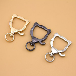 Cat Head Keychain Alloy Spring Buckle Irregular Shape Zinc Plated Metal <b>Key</b> <b>Chains</b> - Product Image 1