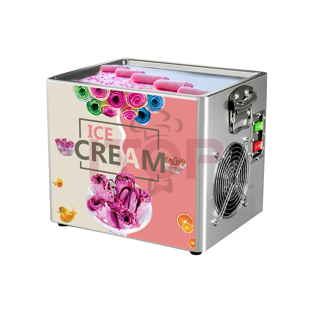 Dondurma rulo dondurucu Oem özelleştirilmiş soğuk tava tay haddeleme dondurma hızlı dondurma makinesi