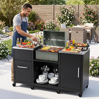 Îlot de barbecue intégré de luxe en acier inoxydable SUS304, résistant aux intempéries et au feu, avec conception 3D gratuite en 48h, garantie de 2 ans, cuisine préfabriquée moderne