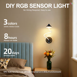 مصباح طاولة لاسلكي قابل للتعديل مع مستشعر حركة، قابل لإعادة الشحن عبر USB، إضاءة ليلية تعمل باللمس بألوان RGB، مصابيح LED للمنزل - Product Image 2