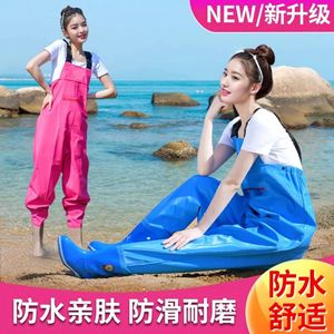 Traje de pesca impermeable de una pieza para mujer con botas de lluvia para actividades al aire libre en la playa - Product Image 3