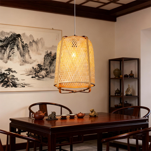 Handmade Indoor <strong>Bamboo</strong> Weaving Chandelier Creative Pastoral Retro Balcony Restaurant Pendant Lamps <strong>Bamboo</strong> <strong>Lighting</strong> - Product Image 4