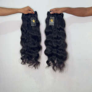 Extensiones de cabello indio virgen ondulado y liso, cabello humano virgen brasileño en trama, negro natural, paquetes de cabello indio virgen. - Product Image 1