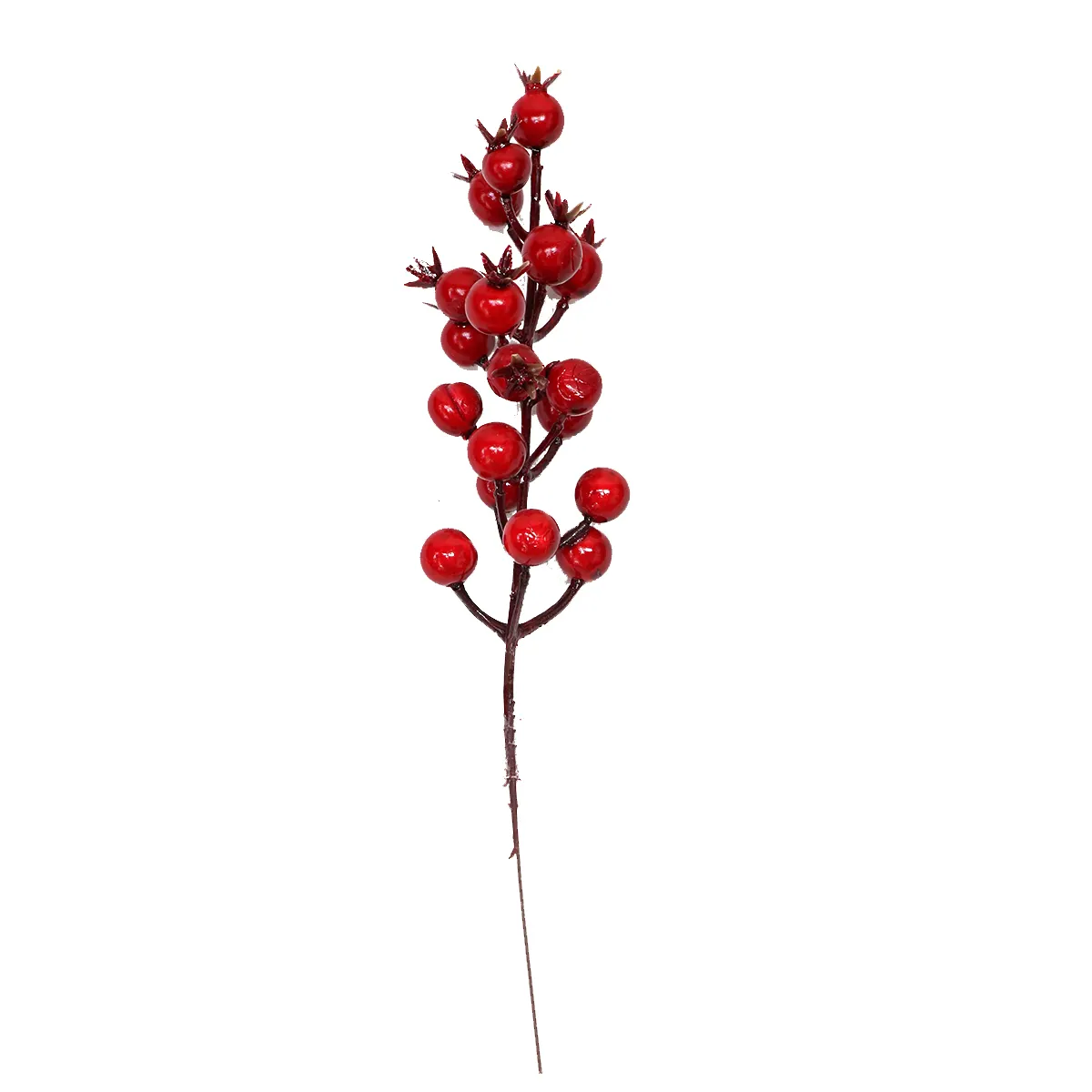 ต้นคริสต์มาสเบอร์รี่ประดิษฐ์,กิ่งเบอร์รี่สีแดง18หัวสำหรับประดับบ้าน