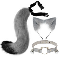 Ensemble de costumes de jeu de rôle pour femmes, fausse fourrure, queue de renard, chat, loup, masques en peluche, gants en peluche, fête d'Halloween, Noël