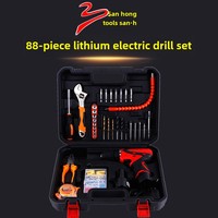 Ensemble de forets électriques à cliquet de 88 pièces au lithium pour jardin, voiture, ménage, réparation automobile, électricien, boîte à outils cadeau en gros