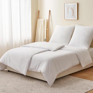 Vente directe usine Yintex OEM ODM – Ensemble de literie 4 pièces blanc uni avec housse de <span class=keywords><strong>couette</strong></span>, taies d'oreiller, fermeture éclair, infroissable, toutes saisons, certifié Oeko-Tex - Product Image 2