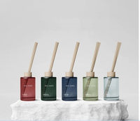 Vente chaude Reed Diffuseur Bouteilles 150ML Rond Bois Couvercle Bouteille En Verre Ambre Diffuseur Chambre Diffuseur Bouteille Avec Bâton