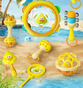 Ensemble <span class=keywords><strong>de</strong></span> jouets à hochets pour bébé thème canard 9pcs, <span class=keywords><strong>hochet</strong></span> pour bébé, jouet musical d'apprentissage du développement des bébés, cadeau d'anniversaire pour nouveau-né - Product Image 3