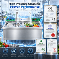 Évier en acier inoxydable à double robinet pour le lavage de vaisselle et de produits alimentaires, idéal pour les cuisines de restaurants, marque privée