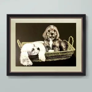 Intrincado detallado Animal artículos para el hogar cuadro sobre lienzo para pared grabado láser Animal perro pintura