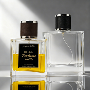 Botella de Perfume de Vidrio Personalizada con Pulverizador, Botella de Perfume Vacía Cuadrada Transparente de Lujo de 50 ml y 100 ml - Product Image 1