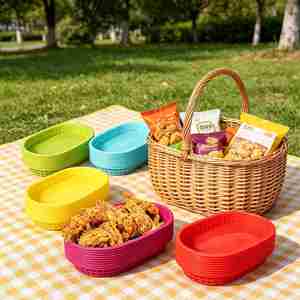 Grand panier en plastique de style européen pour restauration rapide 274 cm ; Contenant pour poulet frit et frites ; Panier à pain ; Panier à burger - Product Image 1