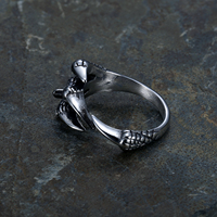 Bague ajustable vintage punk gothique en acier inoxydable 316, anneaux de doigt à griffes de dragon et d'aigle pour hommes et femmes