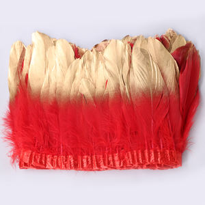 Garniture de franges de plumes à motif teint personnalisé-Plumes <span class=keywords><strong>d</strong></span>'<span class=keywords><strong>oie</strong></span> en <span class=keywords><strong>or</strong></span> blanc pour la <span class=keywords><strong>d</strong></span>écoration de costumes, <span class=keywords><strong>l</strong></span>'artisanat de couture - Product Image 6