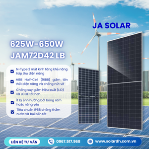 แผงโซลาร์เซลล์ JA Solar รุ่น JAM72D42LB Deepblue 4.0 แบบโมโนคริสตัลไลน์ชนิด N แบบสองหน้า กระจกสองชั้น กำลังไฟ 625-650 วัตต์ ประสิทธิภาพ 23.3% มาตรฐาน IP68 ไดโอด 3 ตัว JAM72 - Product Image 6