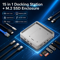 Station d'accueil USB-C 15-en-1 avec boîtier SSD M.2 NVMe 4K pour USB 10 Gbit/s, LAN Gigabit, Hub SD/TF PD en aluminium – En stock