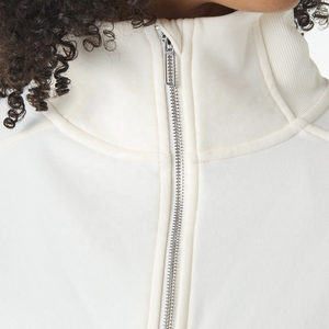 Sweat-shirt de sport pour femme OEM, col montant à 1/2 zip, coton et élasthanne, avec poche latérale cachée, ourlet ajustable - Product Image 5