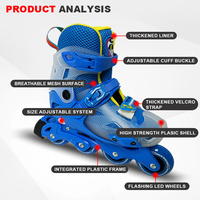 Patins à roulettes en ligne X-TECH X-Rocket LED OEM personnalisés, réglables, clignotants, 4 roues, pour enfants/adolescents, avec roulements ABEC-5 et roues en PU