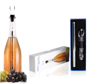 Customized Logo Food Grade Metal Color Box Gift Box Pack Insulated Feature 304 Stainless Steel Wine Cooler Chiller Stick
