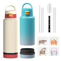 Bouteilles d'eau isothermes en acier inoxydable personnalisées en 7 couleurs avec compartiment de rangement discret, grande capacité, 12-24 heures