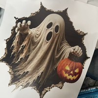 Autocollants muraux d'Halloween en PVC amovibles, directement de l'usine, motifs fantômes et squelettes, pour décorations de fenêtres et de portes de fête