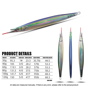 30g-120g Impresión 3D 12T Plantilla de metal de pez aguja con gancho Efecto UV Paso de caída lenta Señuelo de Pesca de Mar Cebo duro Hyporhamphus Sajori - Product Image 2