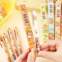 Aléatoire Capybara Gel Stylo Boîte Aveugle Mignon Mystère Stylos Ensemble 0.5mm Encre Noire Animal Stylo À Bille Retour à L'école Étudiant Papeterie Cadeau