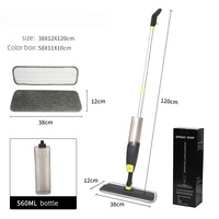 Tampon de nettoyage haute performance remplaçable, rechargeable, avec manche plat en aluminium et plateau en plastique pour le nettoyage des sols en bois, parquet, céramique et carrelage