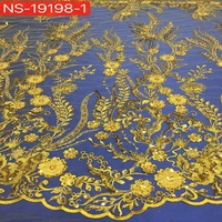 Tissu en dentelle de tulle brodé de perles et de sequins à motif floral paon, personnalisé OEM/ODM, pour robes de mariée et de soirée