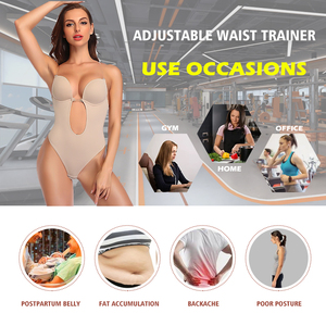 LANGQIN Body sculptant fin pour femme, décolleté plongeant en V, avec bretelles, soutien-gorge dos nu sexy, respirant, sculptant intégral - Product Image 5