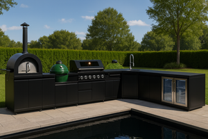 Cuisine extérieure modulaire Youya pour le camping, 3/6 brûleurs, étanche, noire, en acier inoxydable, avec réfrigérateur et évier - Product Image 4